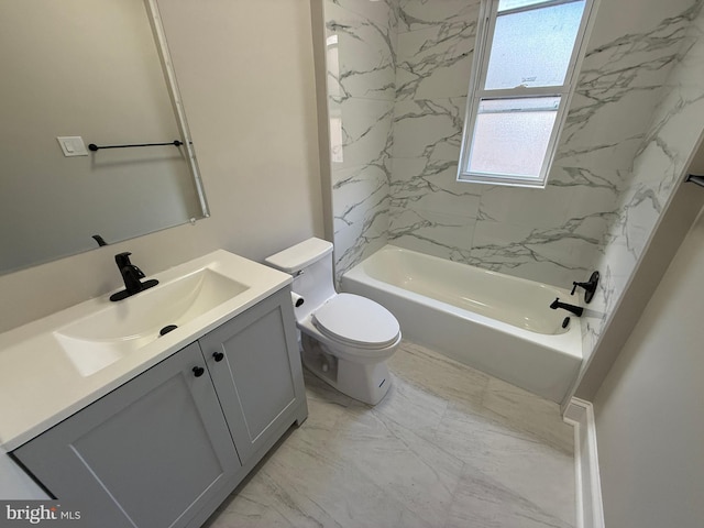 943 Columbus Rd, Burlington, NJ 08016 - full bathroom featuring vanity, toilet, shower / bath combination, and marble finish flooring