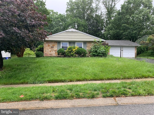 12209 Tulip Grove Dr, Bowie, MD 20715 - ranch-style home with a garage, stone siding, and driveway