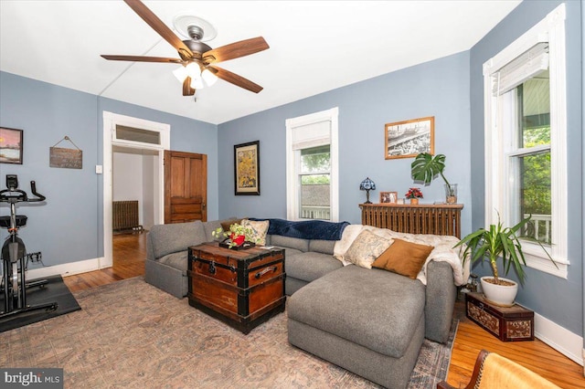 28 N Altamont Ave, Thurmont, MD 21788 - living area with wood finished floors, ceiling fan, and baseboards