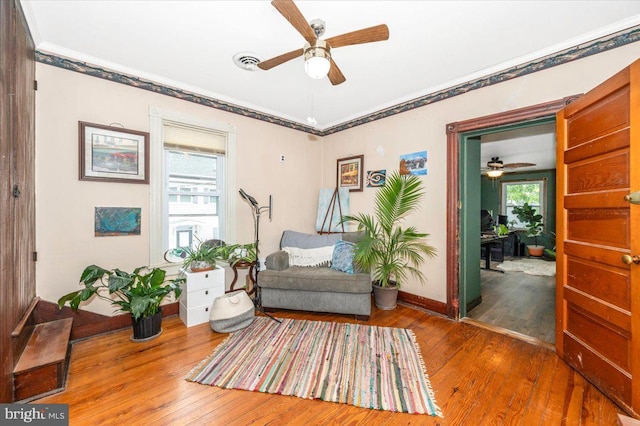 28 N Altamont Ave, Thurmont, MD 21788 - sitting room featuring ceiling fan, wood-type flooring, and baseboards