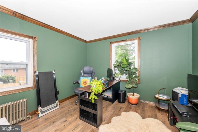 28 N Altamont Ave, Thurmont, MD 21788 - office featuring radiator, ornamental molding, baseboards, and wood finished floors