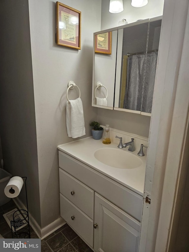 17607 Kohlhoss Rd, Poolesville, MD 20837 - full bath featuring vanity, tile patterned floors, and curtained shower