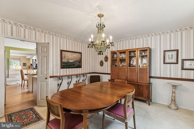 5 S Syracuse Dr, Cherry Hill, NJ 08034 - dining space featuring wallpapered walls, a chandelier, and baseboards