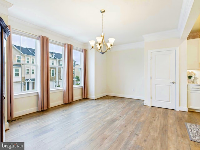 4737 Earl Flanagan Way, Alexandria, VA 22309 - unfurnished room featuring a chandelier, ornamental molding, light wood-style floors, and baseboards