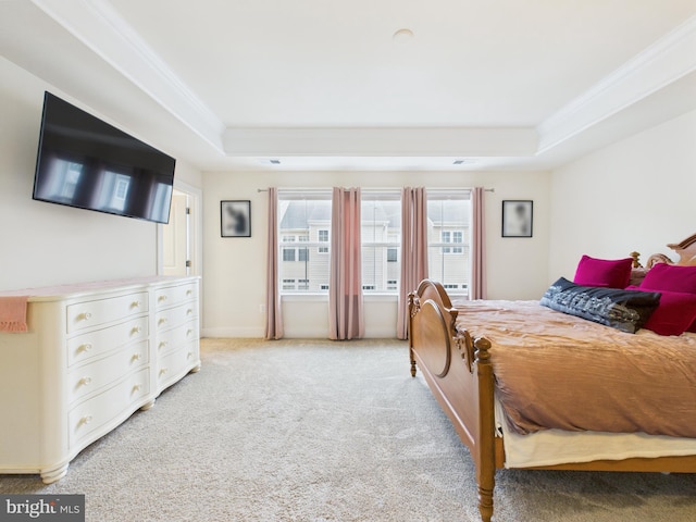 4737 Earl Flanagan Way, Alexandria, VA 22309 - bedroom with a tray ceiling, ornamental molding, and light carpet