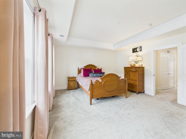 4737 Earl Flanagan Way, Alexandria, VA 22309 - bedroom featuring carpet flooring, a tray ceiling, baseboards, and crown molding