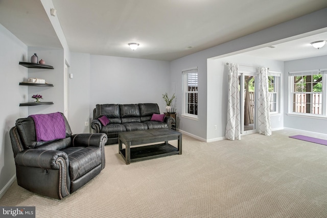 8859 Howland Pl, Bristow, VA 20136 - living room featuring light carpet and baseboards
