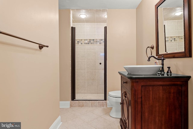 725 Cornerstone Ln, Bryn Mawr, PA 19010 - full bath with toilet, a stall shower, vanity, and tile patterned floors
