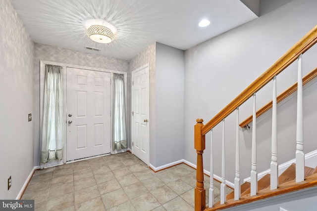 13503 Bannacker Pl, Herndon, VA 20171 - foyer with stairs and recessed lighting