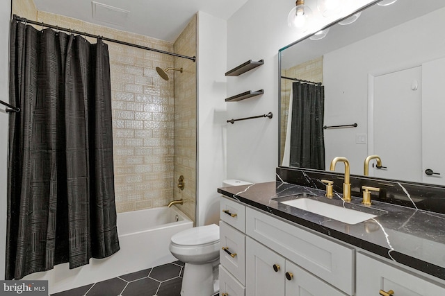 1300 N St NW Unit 817, Washington, DC 20005 - full bathroom featuring tile patterned flooring, vanity, toilet, and shower / bath combination with curtain