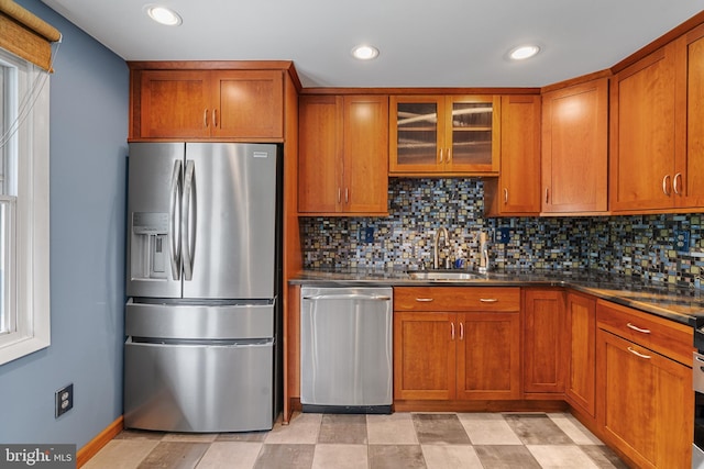 1918 Michael Rd, Waldorf, MD 20601 - kitchen featuring appliances with stainless steel finishes, a sink, brown cabinetry, and recessed lighting