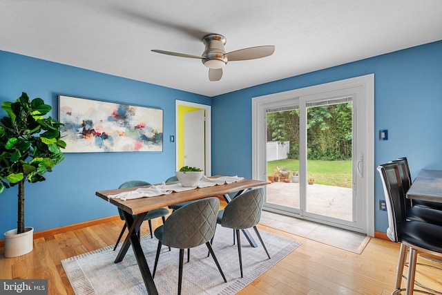 1918 Michael Rd, Waldorf, MD 20601 - dining area with light wood-style flooring, ceiling fan, and baseboards