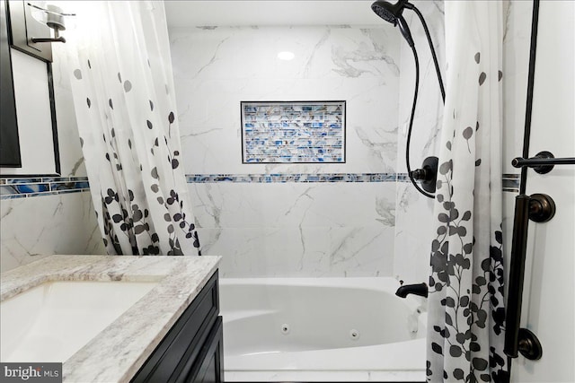 9272 Adelphi Unit 103, Hyattsville, MD 20783 - bathroom with a combined bath / shower with jetted tub and vanity