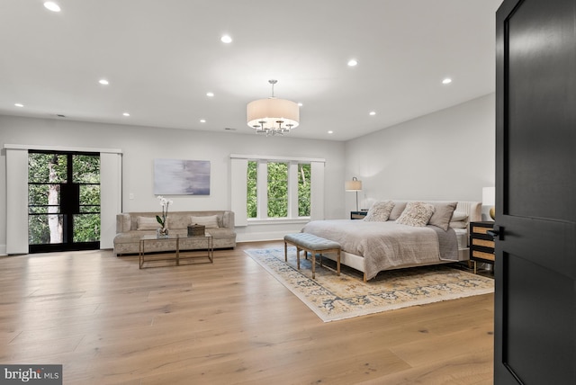 825 Whann Ave, Mclean, VA 22101 - bedroom featuring recessed lighting, light wood-style floors, and a chandelier