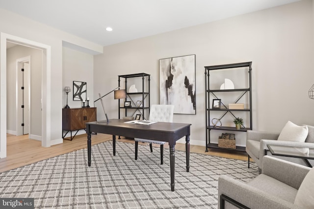 1749 Beulah Rd, Vienna, VA 22182 - home office featuring wood finished floors, baseboards, and recessed lighting