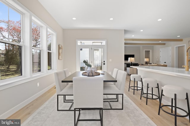1749 Beulah Rd, Vienna, VA 22182 - dining room with light wood-style floors, recessed lighting, baseboards, and french doors