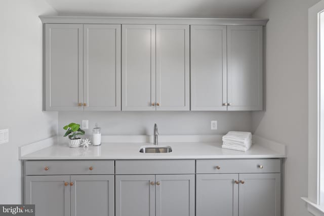 1749 Beulah Rd, Vienna, VA 22182 - kitchen with a sink, gray cabinets, and light countertops