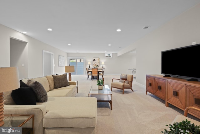 1749 Beulah Rd, Vienna, VA 22182 - living room featuring light colored carpet, recessed lighting, and baseboards