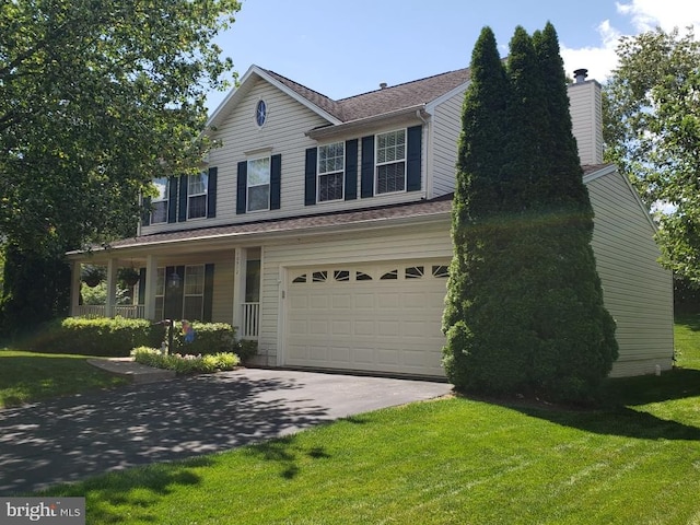 10512 Winged Elm Cir, Manassas, VA 20110 - view of front of property featuring driveway, a front lawn, an attached garage, and a porch