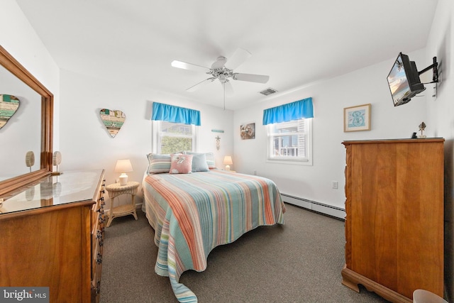 10 E 16th St, Long Beach Township, NJ 08008 - bedroom featuring baseboard heating, carpet, and ceiling fan