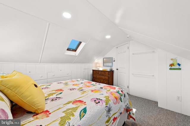 10 E 16th St, Long Beach Township, NJ 08008 - carpeted bedroom featuring vaulted ceiling, a skylight, and recessed lighting