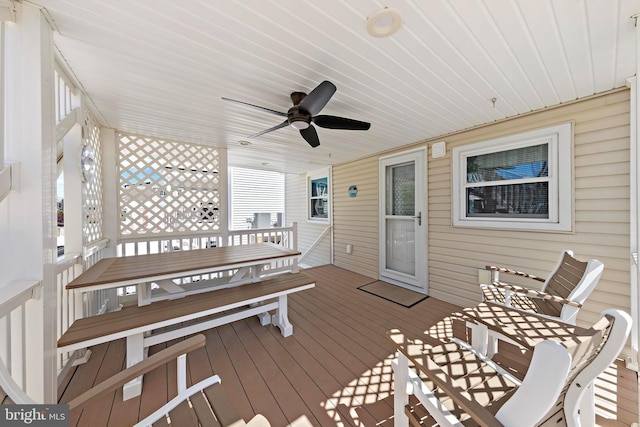 10 E 16th St, Long Beach Township, NJ 08008 - wooden deck with a ceiling fan