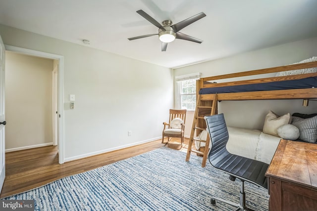 3930 6th St S, Arlington, VA 22204 - bedroom with wood finished floors, baseboards, and a ceiling fan