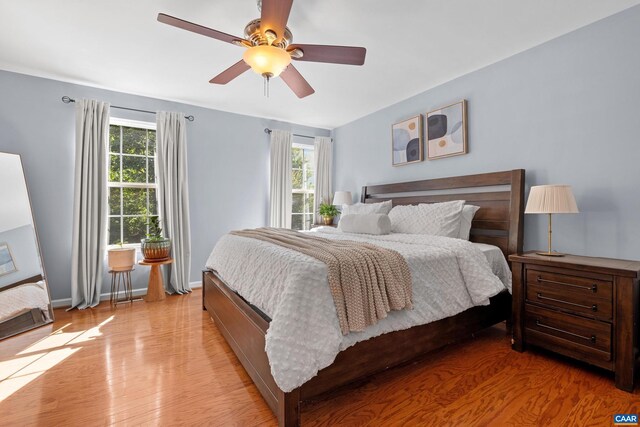 4760 Bluejay Way, Charlottesville, VA 22911 - bedroom featuring multiple windows, light wood-type flooring, baseboards, and a ceiling fan