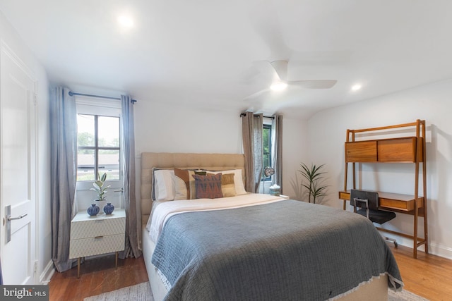 137 Sutton Rd, Ardmore, PA 19003 - bedroom with wood finished floors, baseboards, a ceiling fan, and recessed lighting