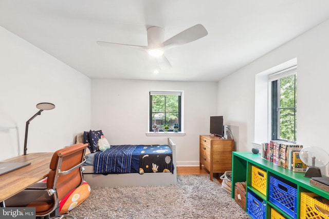 137 Sutton Rd, Ardmore, PA 19003 - bedroom featuring wood finished floors, ceiling fan, baseboards, and an office area