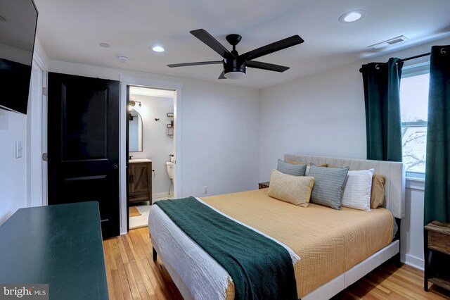 3530 Baker Rd, Westminster, MD 21157 - bedroom featuring light wood-style flooring, multiple windows, recessed lighting, and ceiling fan