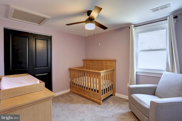3530 Baker Rd, Westminster, MD 21157 - bedroom featuring attic access, light colored carpet, baseboards, and a nursery area