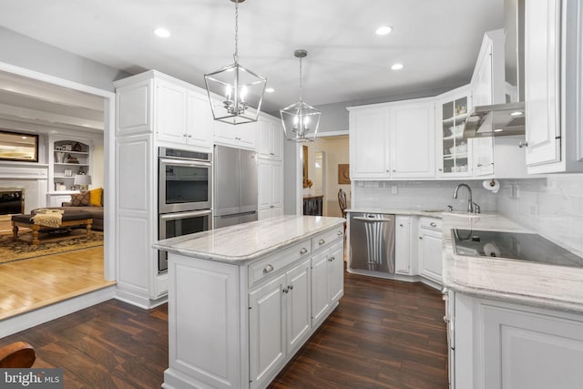 7 Seedling Dr, Holland, PA 18966 - kitchen with stainless steel appliances, a sink, white cabinets, recessed lighting, and glass insert cabinets