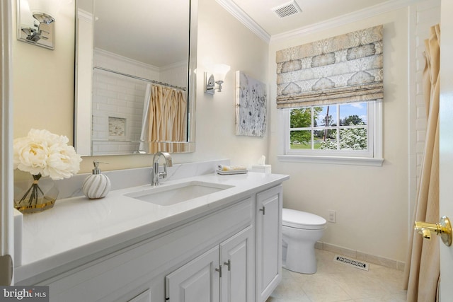 7 Seedling Dr, Holland, PA 18966 - bathroom with vanity, toilet, crown molding, tile patterned flooring, and baseboards