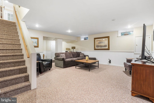 7 Seedling Dr, Holland, PA 18966 - carpeted living room with stairway and recessed lighting