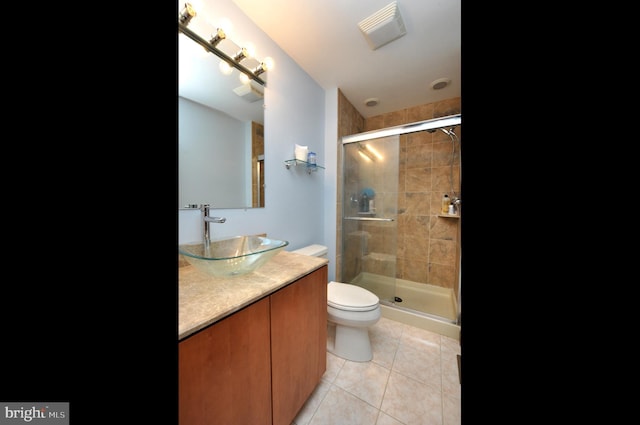 439 Landing St, Lumberton, NJ 08048 - bathroom with tile patterned floors, vanity, toilet, and a shower stall