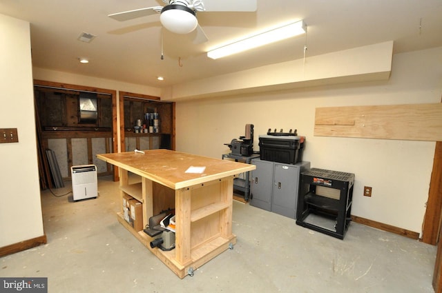 439 Landing St, Lumberton, NJ 08048 - office featuring concrete floors, baseboards, ceiling fan, and recessed lighting