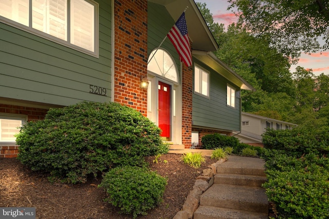 5209 Stonington Dr, Fairfax, VA 22032 - view of exterior entry featuring brick siding