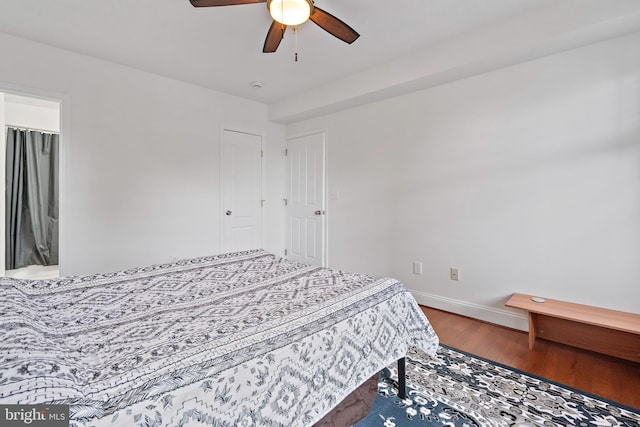 408 Kennedy St NW Unit 202, Washington, DC 20011 - bedroom featuring wood finished floors, baseboards, and ceiling fan