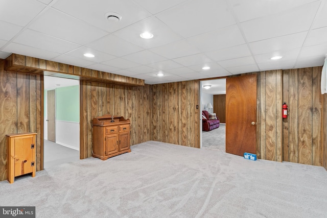 6 Trevett Blvd, Newark, DE 19702 - finished below grade area with wooden walls, light carpet, recessed lighting, and a paneled ceiling