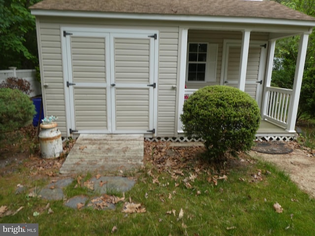 1314 Memory Ln, Hammonton, NJ 08037 - view of shed featuring covered porch
