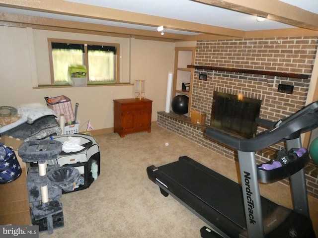 1314 Memory Ln, Hammonton, NJ 08037 - workout area with carpet floors and a fireplace