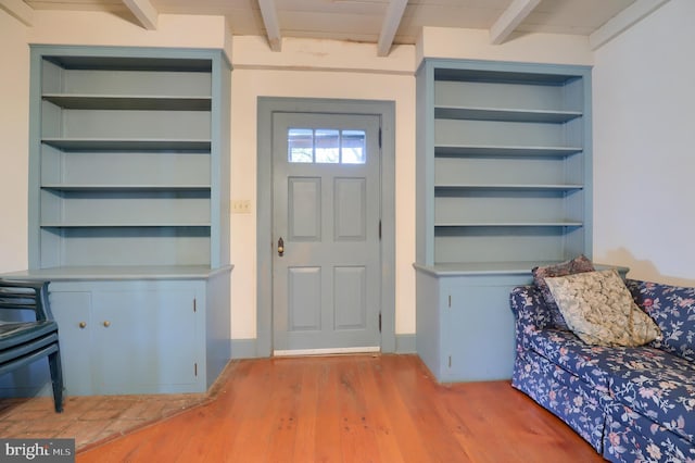 140 Evans Hill Rd, Reading, PA 19608 - foyer with wood finished floors, beam ceiling, and baseboards