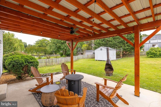 9 Tally Ho Dr, Fredericksburg, VA 22405 - view of patio featuring a fire pit and a ceiling fan