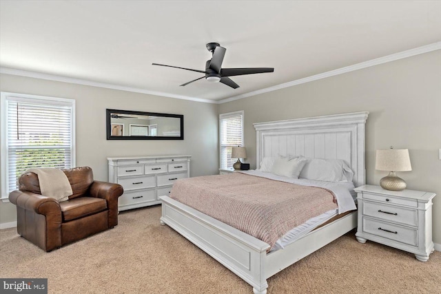 9 Tally Ho Dr, Fredericksburg, VA 22405 - bedroom featuring light colored carpet, crown molding, ceiling fan, and baseboards