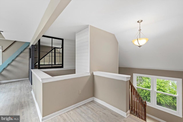 9 Tally Ho Dr, Fredericksburg, VA 22405 - stairs with wood finished floors, baseboards, and vaulted ceiling