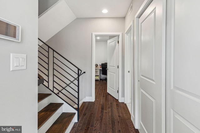 912 N 16th St Unit C, Philadelphia, PA 19130 - hallway with wood finished floors, recessed lighting, stairs, and vaulted ceiling