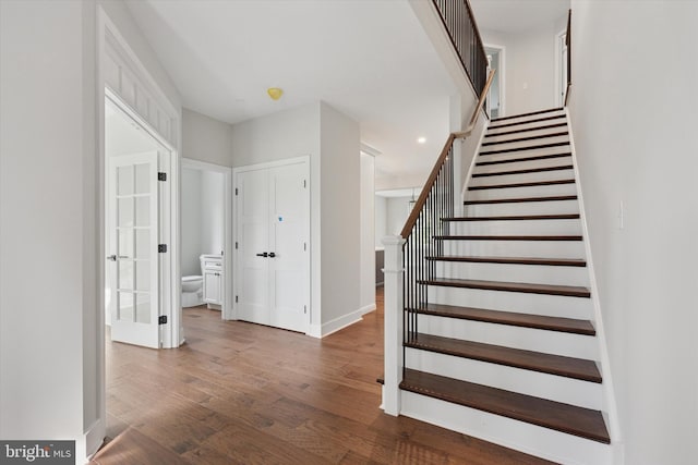 721 Walden Rd, Elkins Park, PA 19027 - stairway featuring wood finished floors, baseboards, and recessed lighting