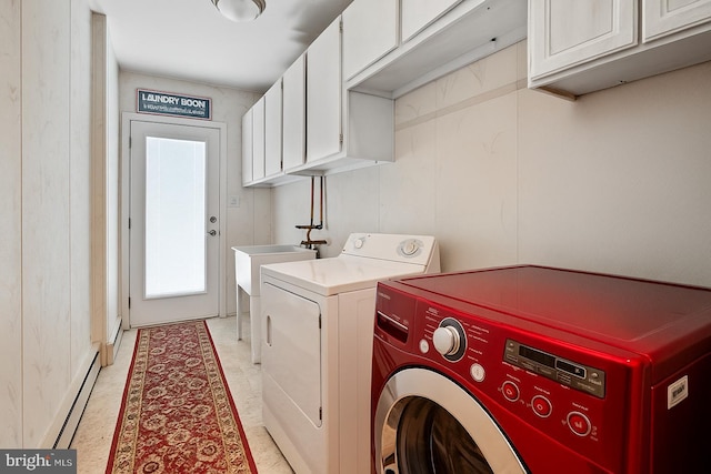 151 Elmtowne Blvd, Hammonton, NJ 08037 - laundry area with separate washer and dryer, cabinet space, and baseboard heating