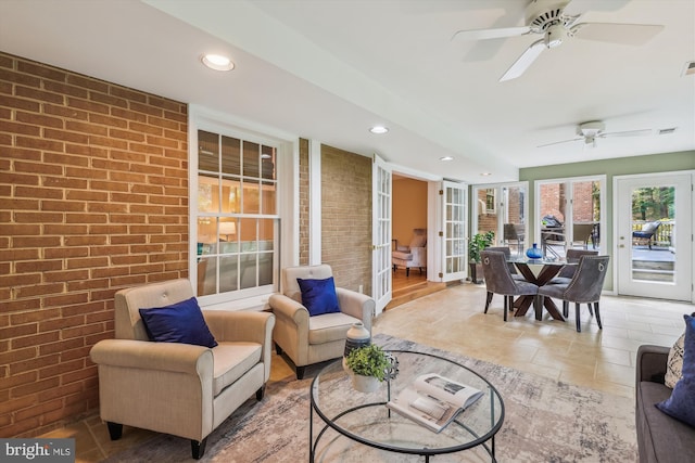 8305 Toll House Rd, Annandale, VA 22003 - sunroom / solarium with brick wall, recessed lighting, and tile patterned flooring